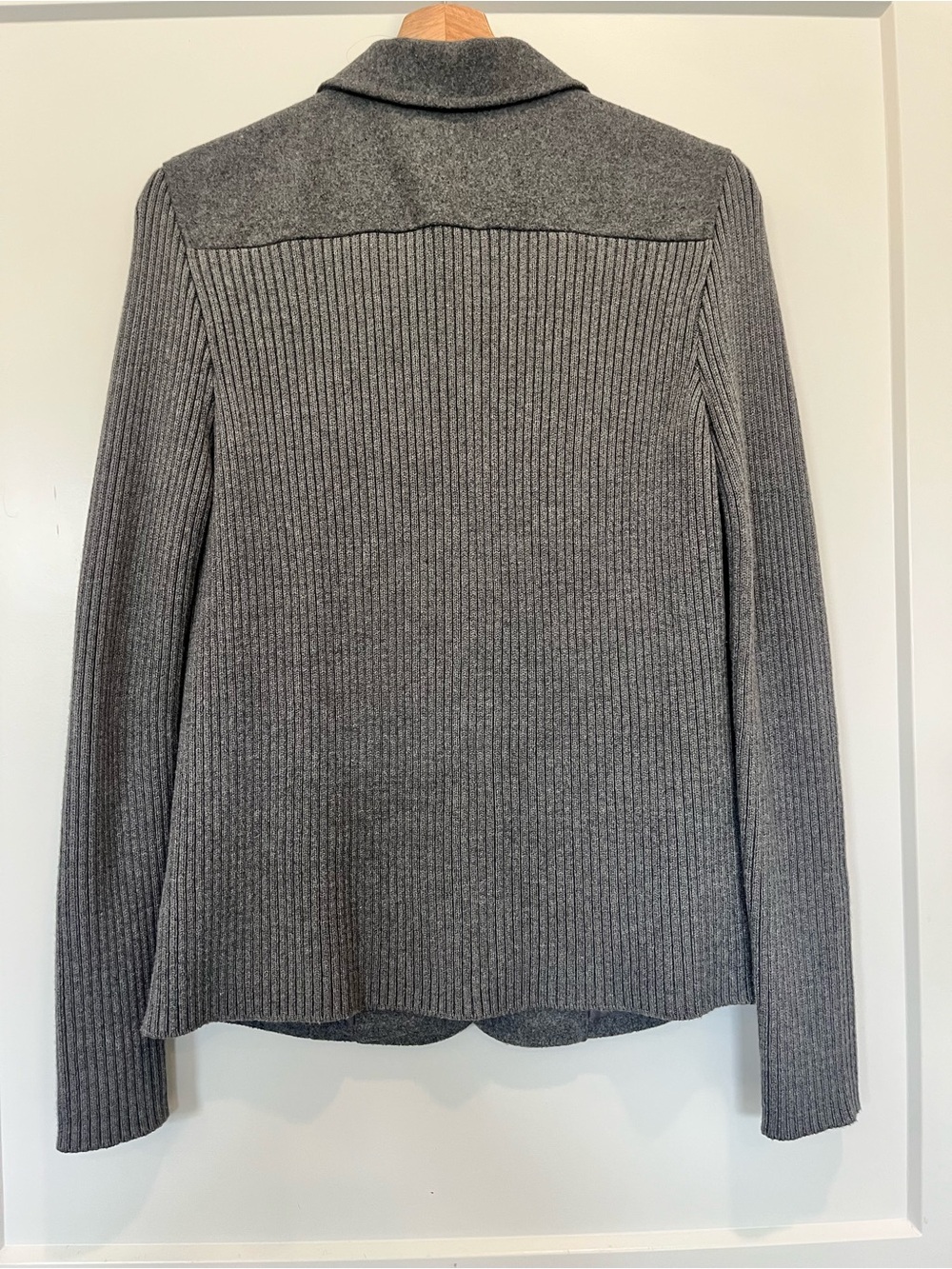 Cabi Sweater Blazer Jacket Knit Ribbed Wool Blend Gray Academia Office Minimalis - Picture 8 of 10